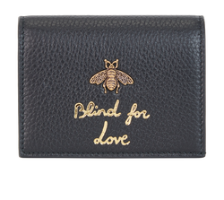 Gucci Blind For Love Bifold Wallet, Leather, Black, 460185, B/DB, 4*